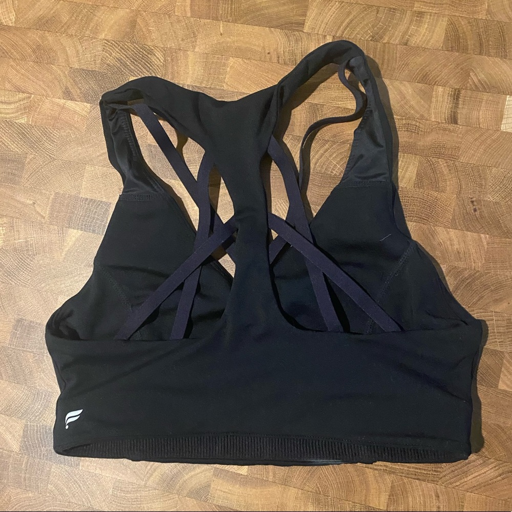 Fabletics black sports bra, detailed back